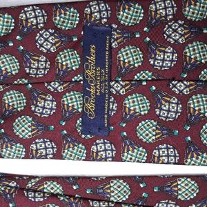 Brooks Brothers hot air balloons on red background silk tie